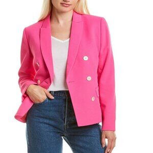J. Crew Marcey Double Breasted Blazer Triple Dobby Neon Flamingo Pink Sz 0